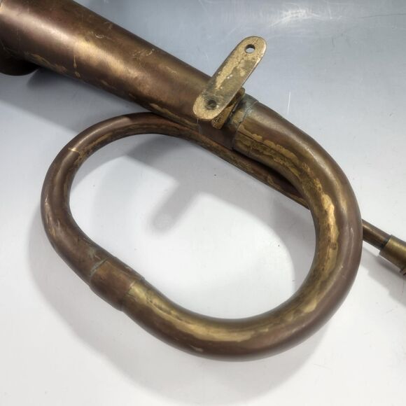 Brass Auto Car Bulb Horn w Mounts Single Twist Trumpet VTG Star Mark Pakistan - Picture 9 of 10